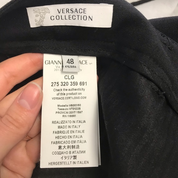 AUTH VERSACE black staring-leg trousers/pants - Picture 6 of 11